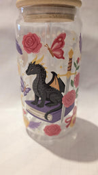 Cute Dragon Glass Drinks Tumbler - Bookish Fantasy Themed Glass Cup