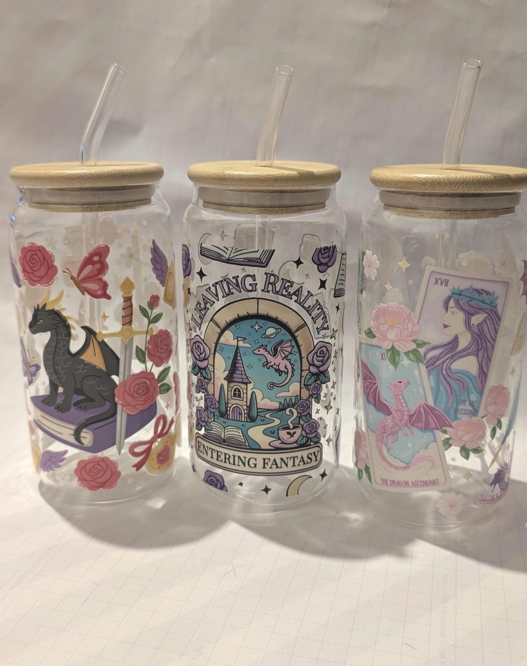 Leaving Reality Glass Drinks Tumbler - Bookish Fantasy Themed Glass Cup