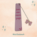 Pink Bow One More Page Metal Bookmark