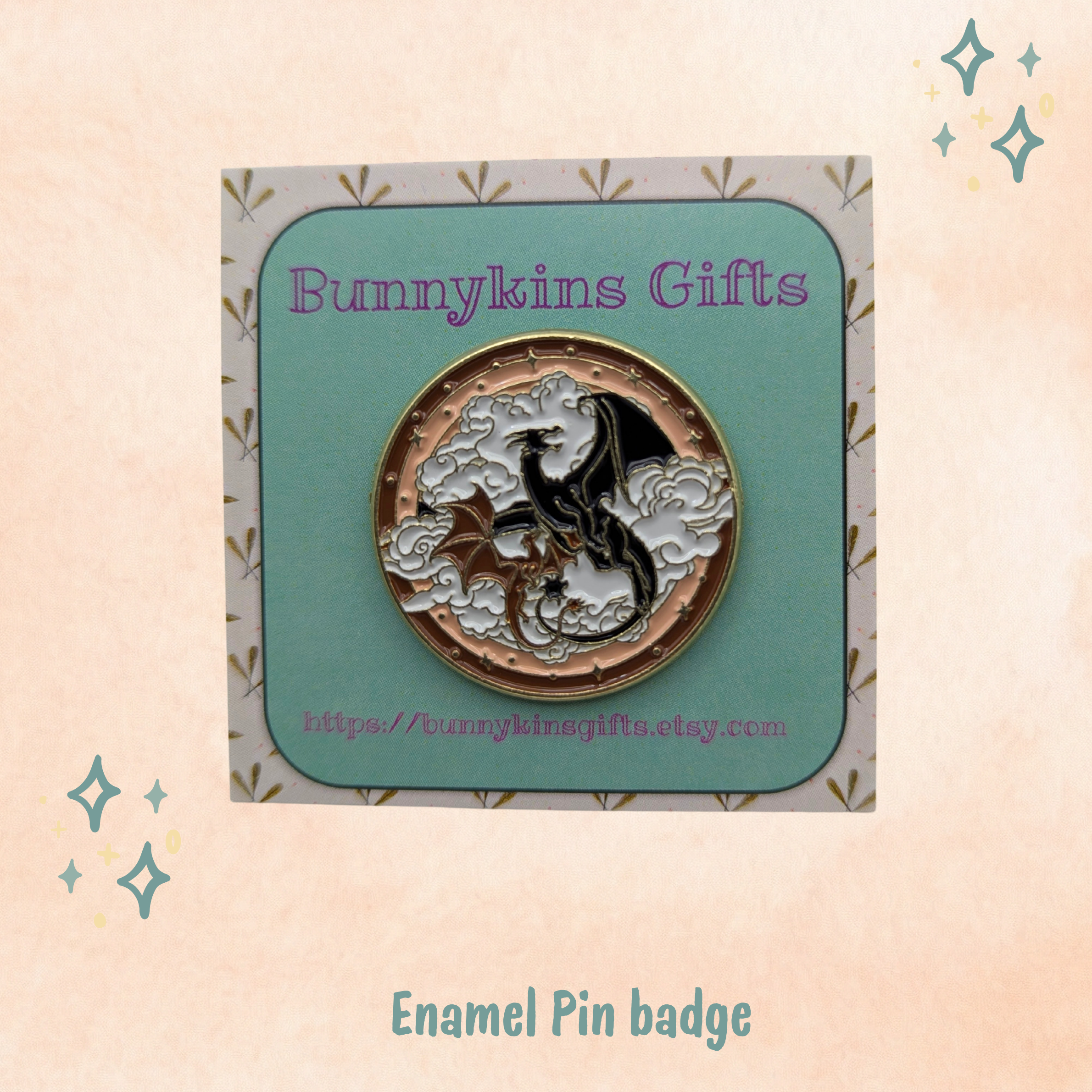 Dragons in the Sky Enamel Pin Badge