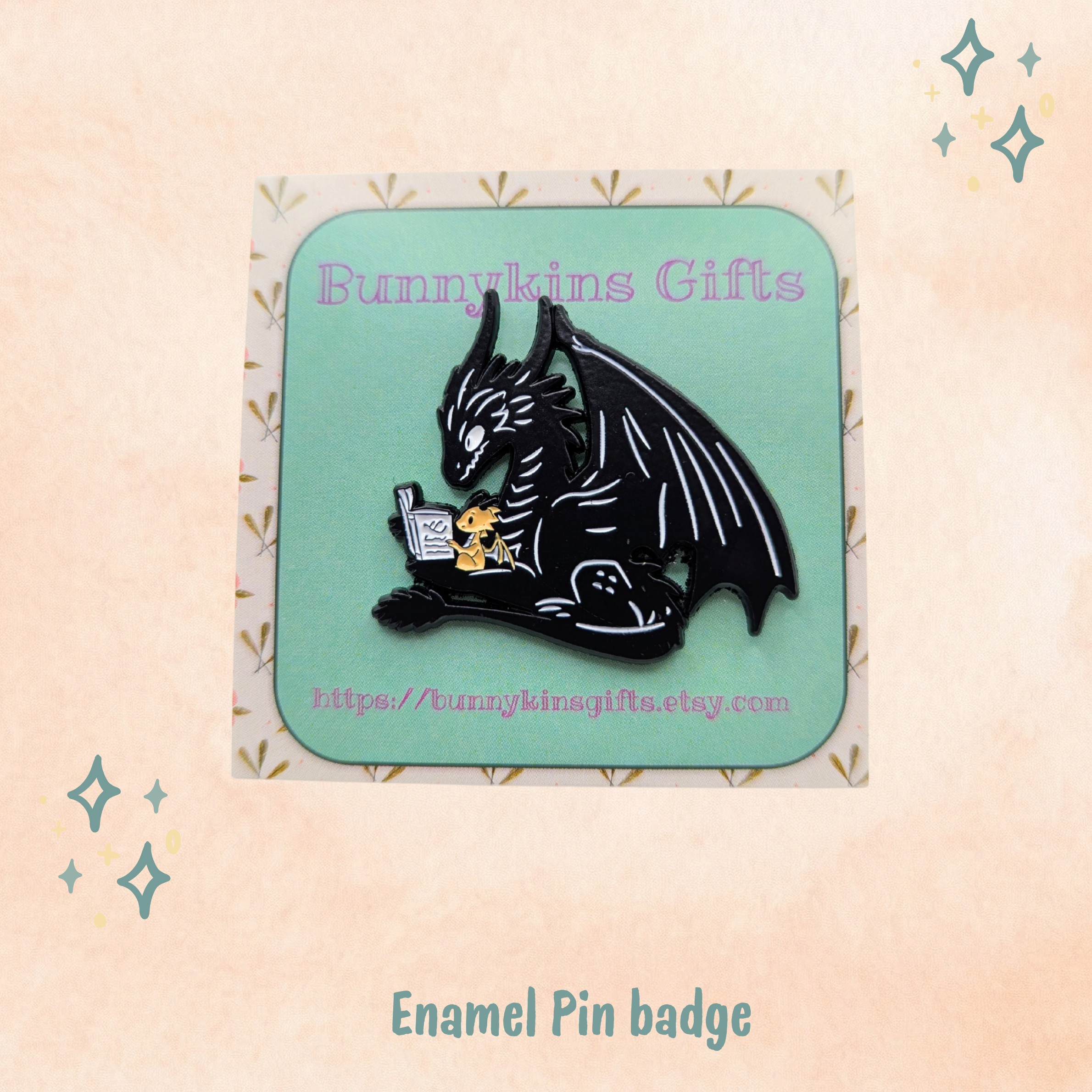 Dragon Reading Enamel Pin Badge