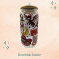 Romantasy Red Glass Drinks Tumbler - Fantasy Book Themed Dragon Glass Cup