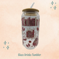 Pink Bookish Glass Drinks Tumbler - Romance Book Themed Glass Cup