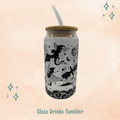 Dragon Skyline Glass Drinks Tumbler -  Fantasy Book Themed Glass Cup