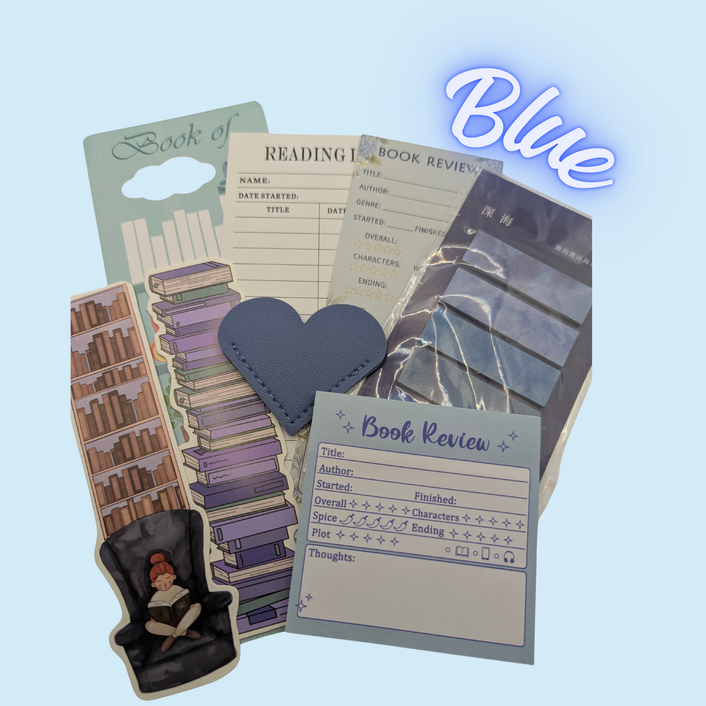 Colour themed bookmark and book review set