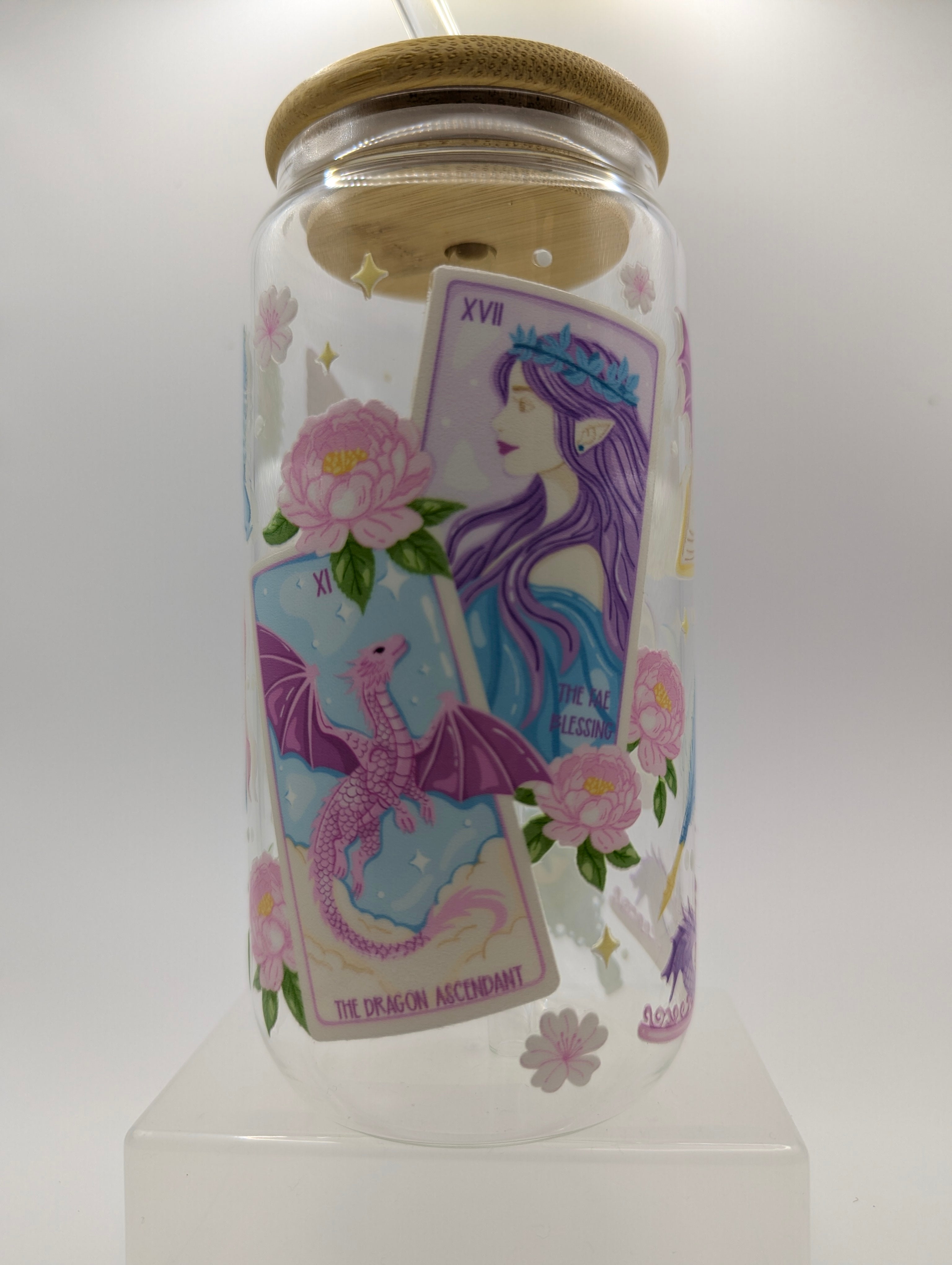 Pastel Fantasy Glass Drinks Tumbler - Bookish Fantasy Themed Glass Cup