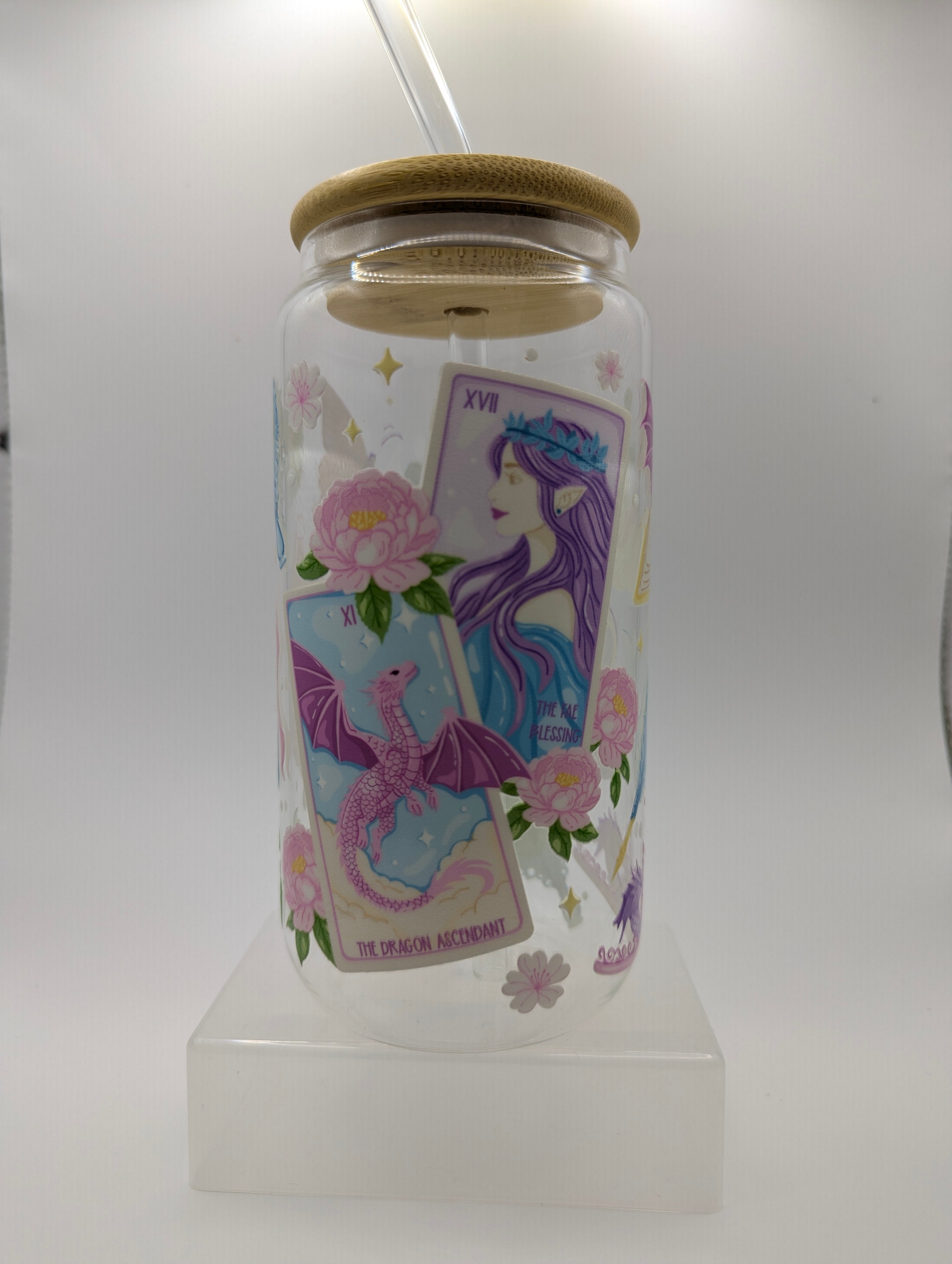 Pastel Fantasy Glass Drinks Tumbler - Bookish Fantasy Themed Glass Cup