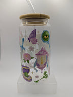 Pastel Fantasy Glass Drinks Tumbler - Bookish Fantasy Themed Glass Cup