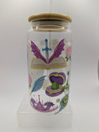 Pastel Fantasy Glass Drinks Tumbler - Bookish Fantasy Themed Glass Cup