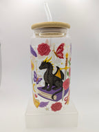 Cute Dragon Glass Drinks Tumbler - Bookish Fantasy Themed Glass Cup