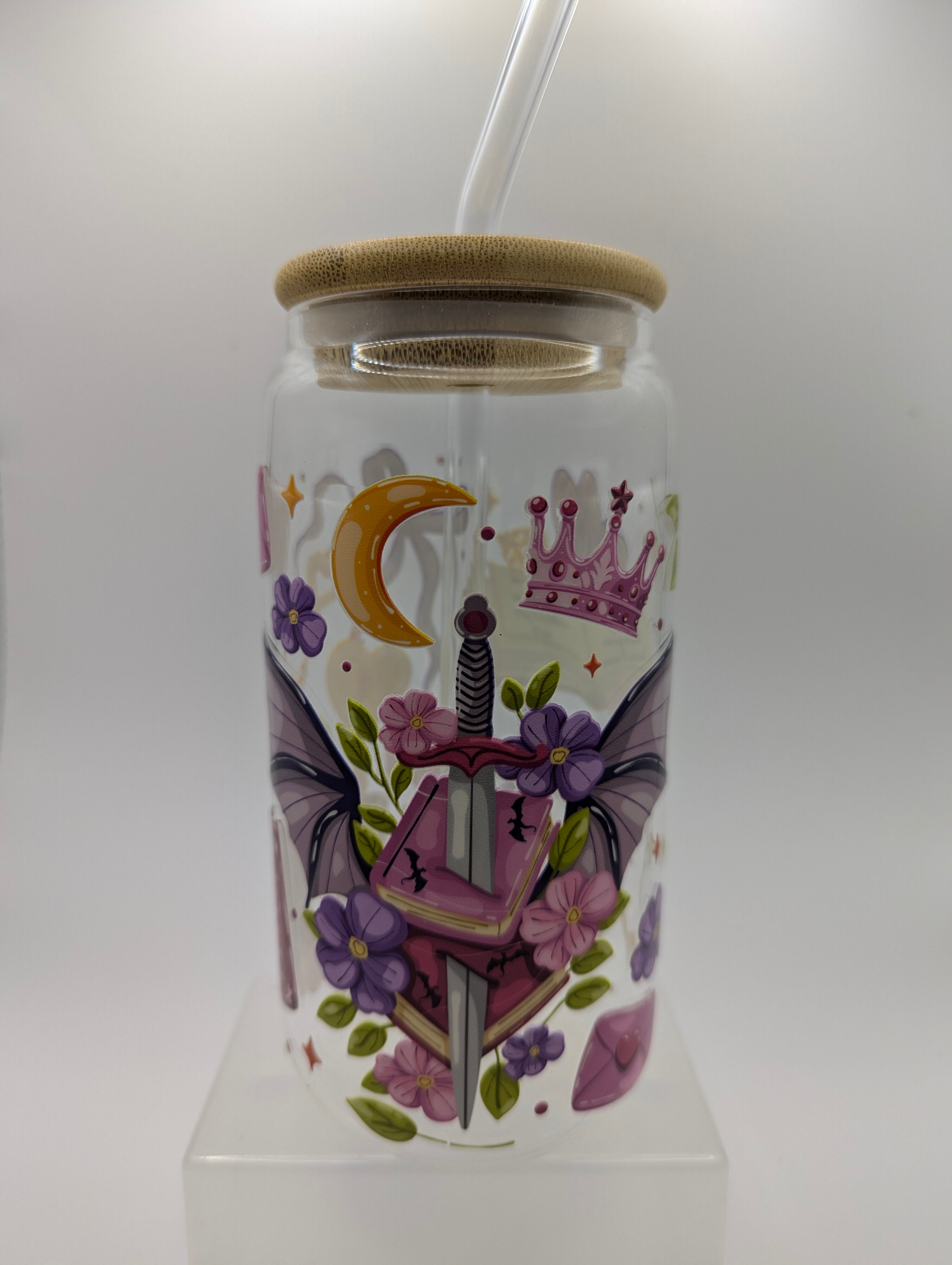 Romantasy Purple Glass Drinks Tumbler - Fantasy Book Themed Dragon Glass Cup