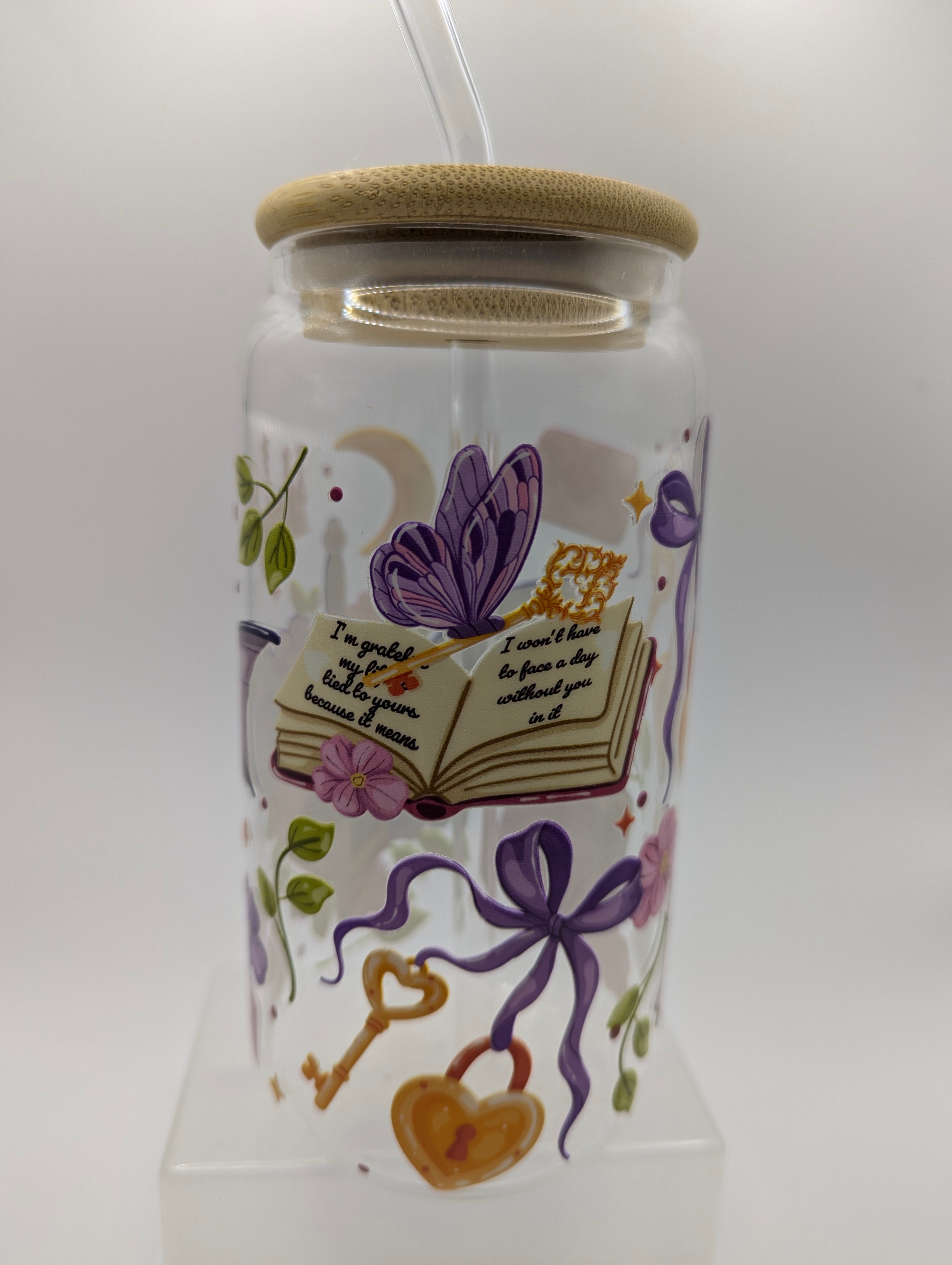 Romantasy Purple Glass Drinks Tumbler - Fantasy Book Themed Dragon Glass Cup