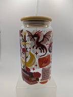 Romantasy Red Glass Drinks Tumbler - Fantasy Book Themed Dragon Glass Cup