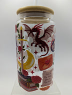 Romantasy Red Glass Drinks Tumbler - Fantasy Book Themed Dragon Glass Cup