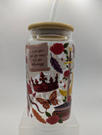 Romantasy Red Glass Drinks Tumbler - Fantasy Book Themed Dragon Glass Cup