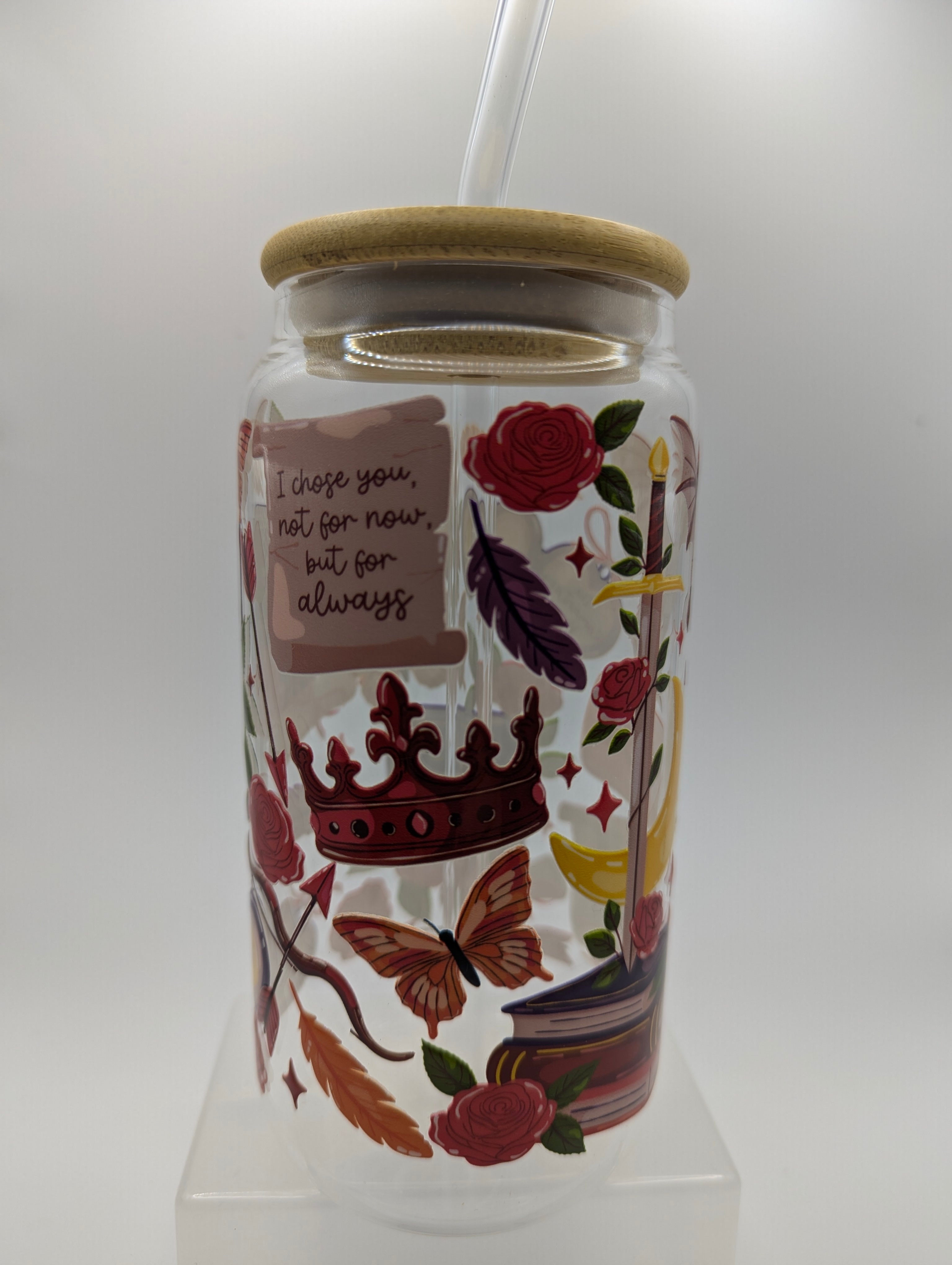 Romantasy Red Glass Drinks Tumbler - Fantasy Book Themed Dragon Glass Cup