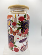 Romantasy Red Glass Drinks Tumbler - Fantasy Book Themed Dragon Glass Cup