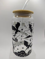 Dragon Skyline Glass Drinks Tumbler -  Fantasy Book Themed Glass Cup