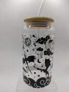 Dragon Skyline Glass Drinks Tumbler -  Fantasy Book Themed Glass Cup