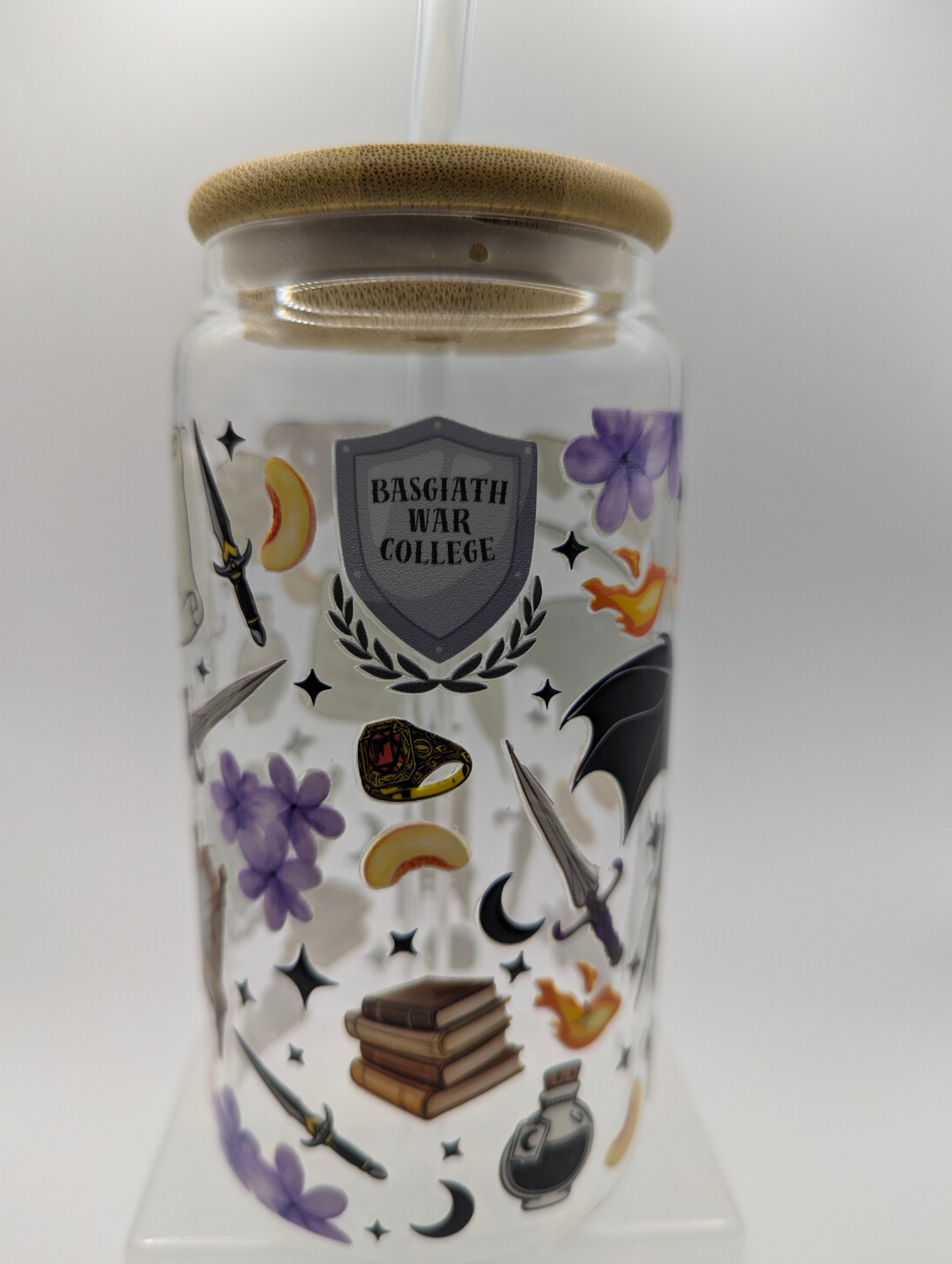 Dragon Duo Glass Drinks Tumbler -  Fantasy Book Themed Glass Cup