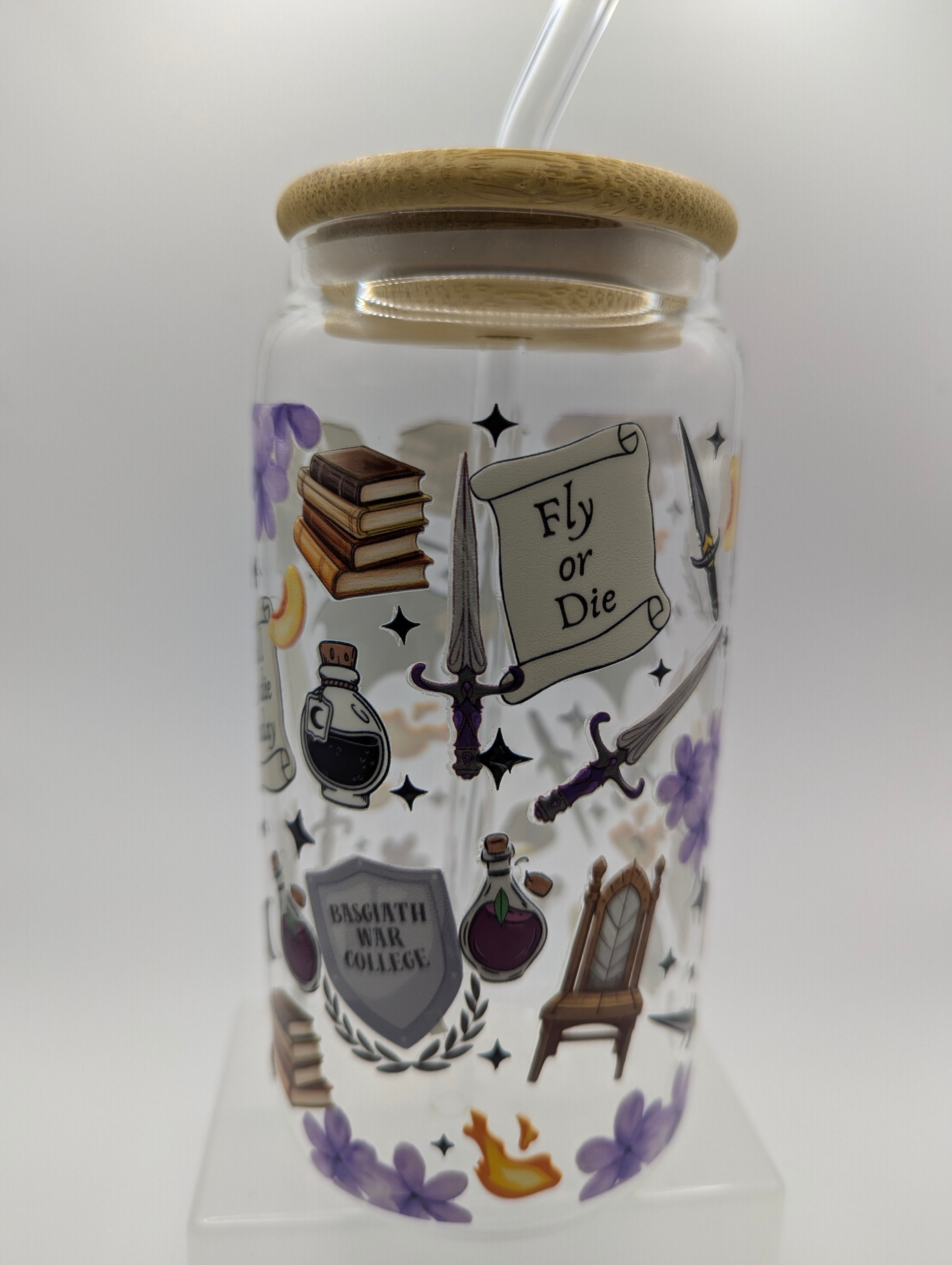 Dragon Duo Glass Drinks Tumbler -  Fantasy Book Themed Glass Cup