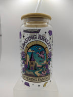 Leaving Reality Glass Drinks Tumbler - Bookish Fantasy Themed Glass Cup