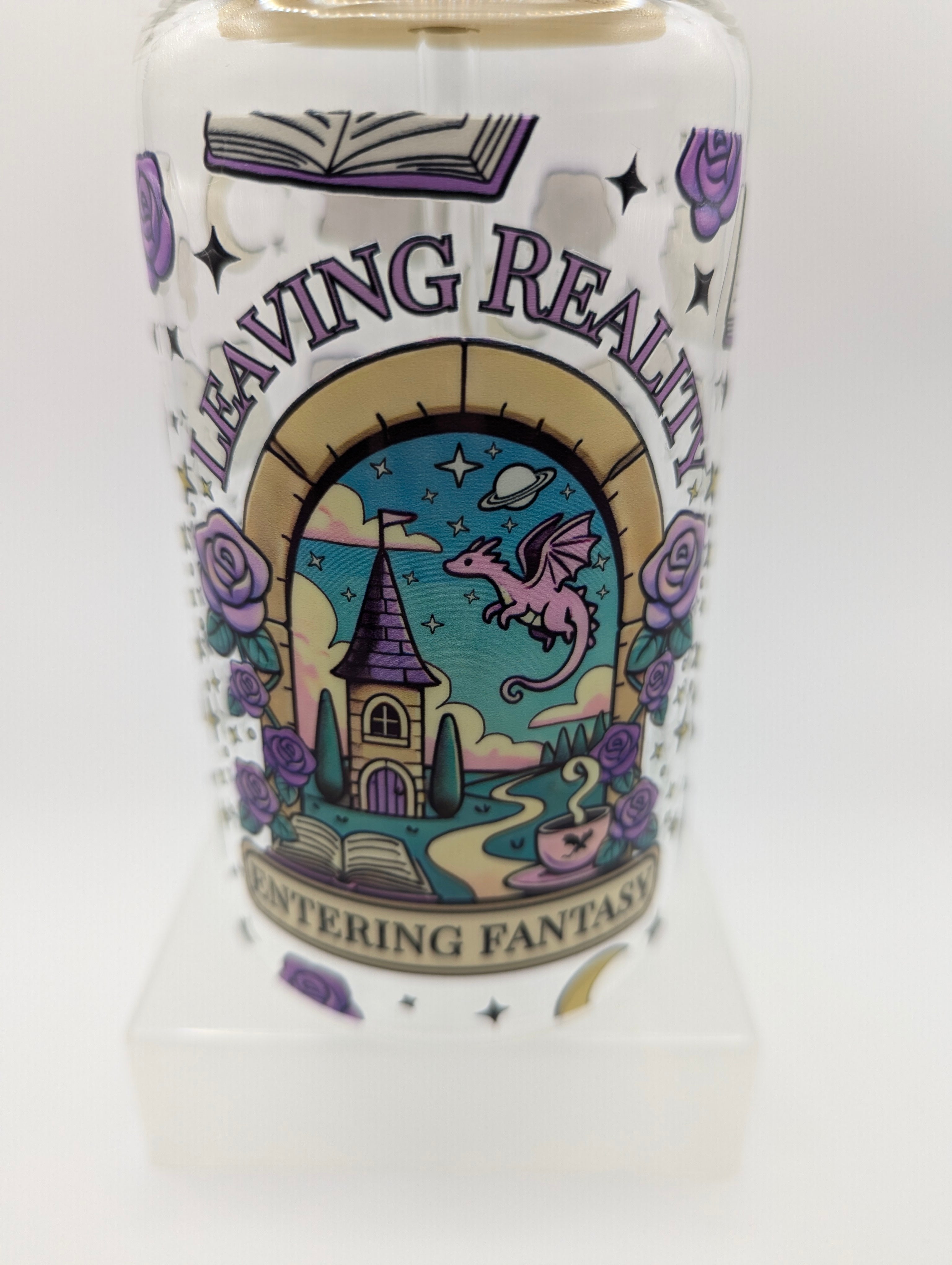Leaving Reality Glass Drinks Tumbler - Bookish Fantasy Themed Glass Cup