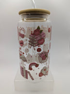 Pink Bookish Glass Drinks Tumbler - Romance Book Themed Glass Cup