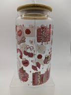 Pink Bookish Glass Drinks Tumbler - Romance Book Themed Glass Cup