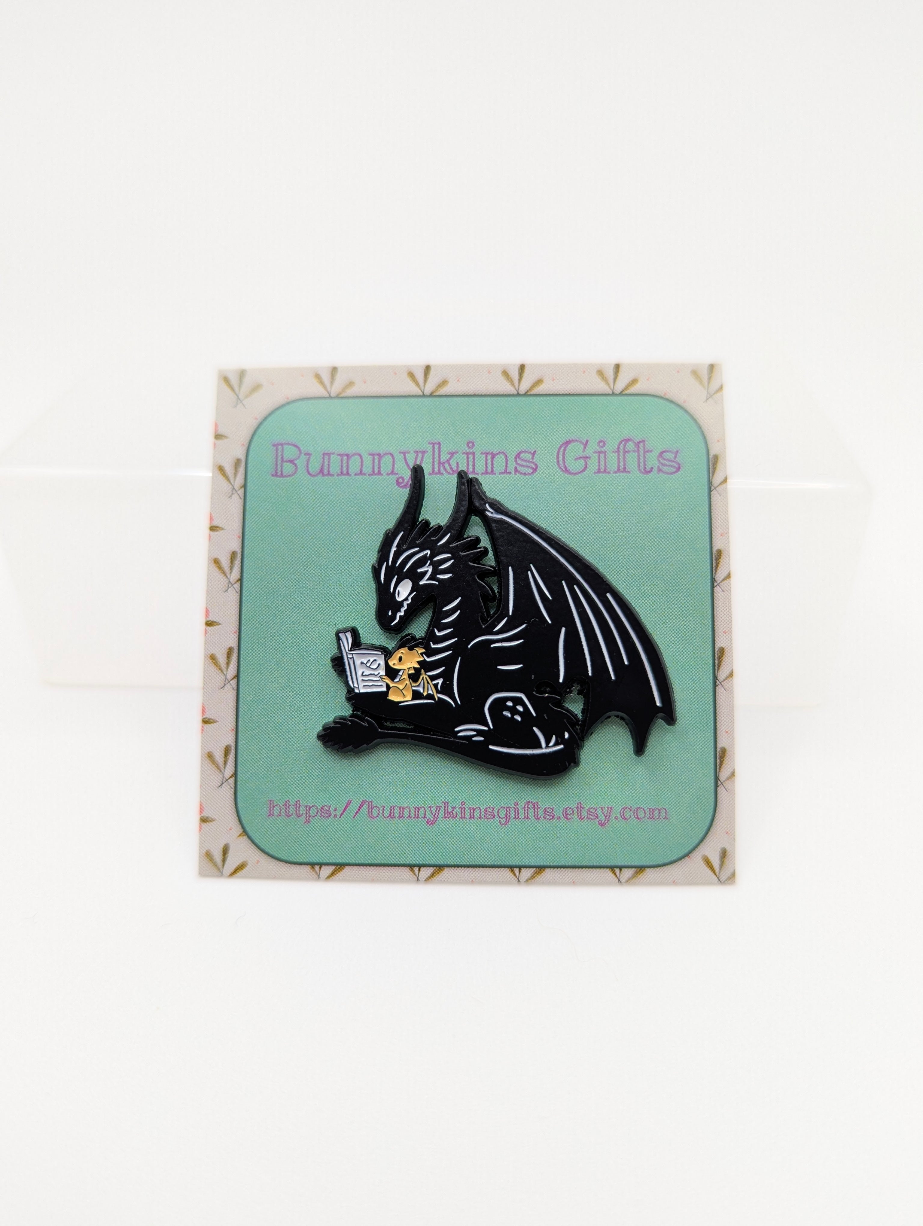 Dragon Reading Enamel Pin Badge