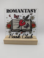 Romantasy Book Club Acrylic Bookshelf Sign