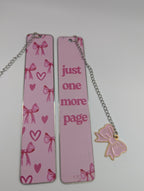 Pink Bow One More Page Metal Bookmark