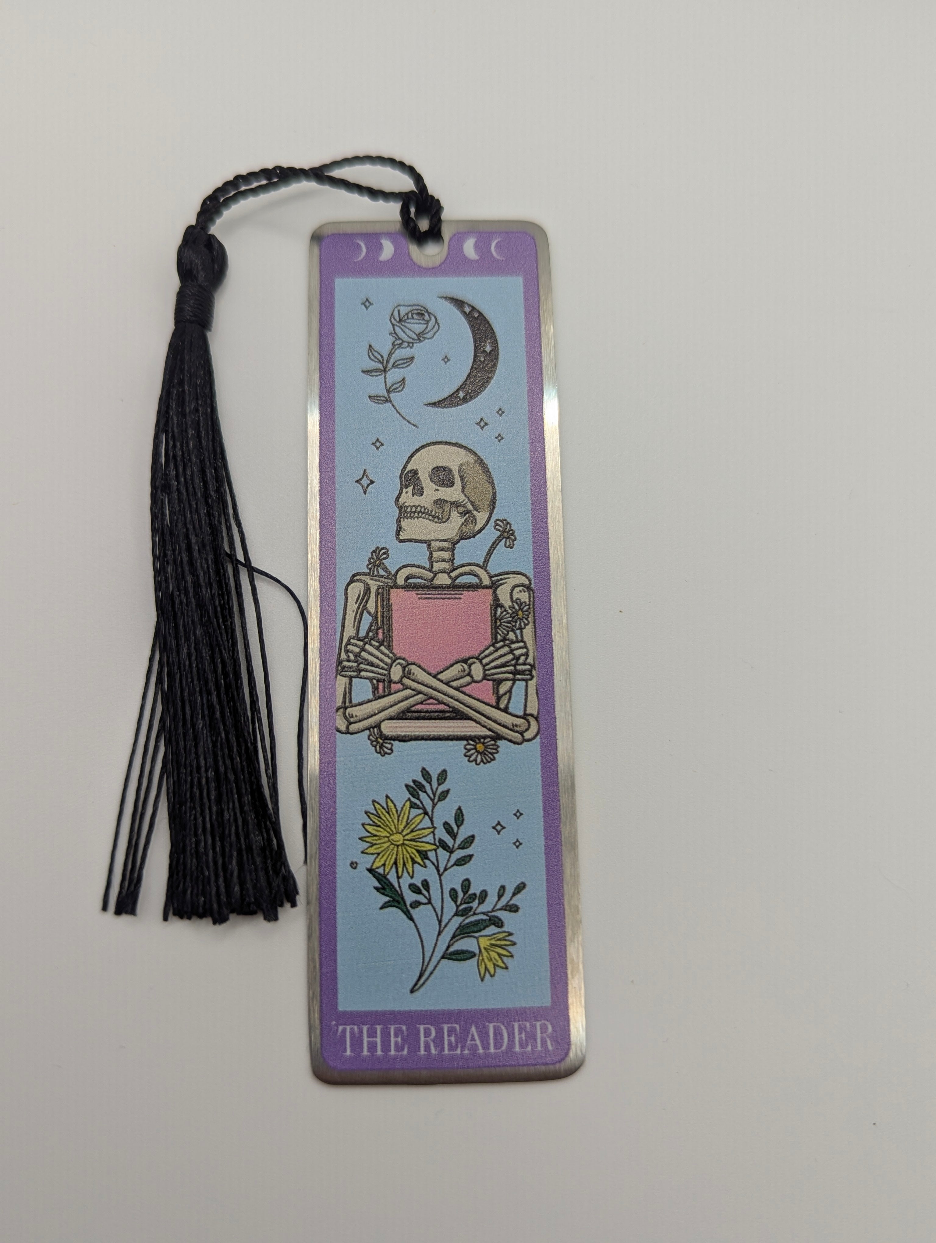 The Reader Skeleton Metal Bookmark
