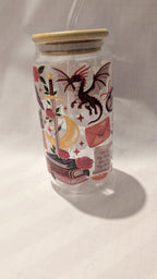 Romantasy Red Glass Drinks Tumbler - Fantasy Book Themed Dragon Glass Cup