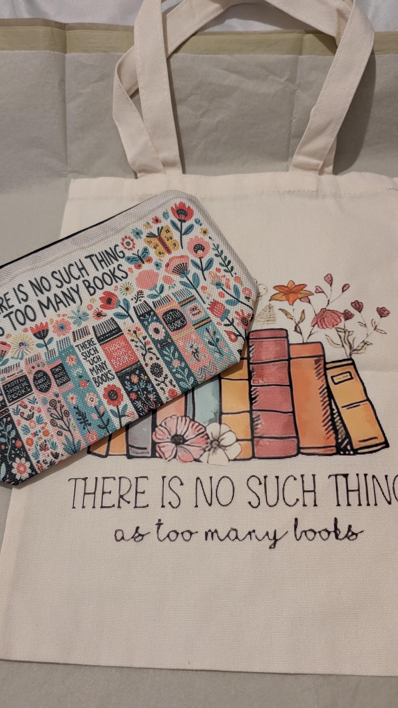 Book Lover Tote Bag and Make Up Bag Set