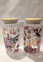 Romantasy Purple Glass Drinks Tumbler - Fantasy Book Themed Dragon Glass Cup
