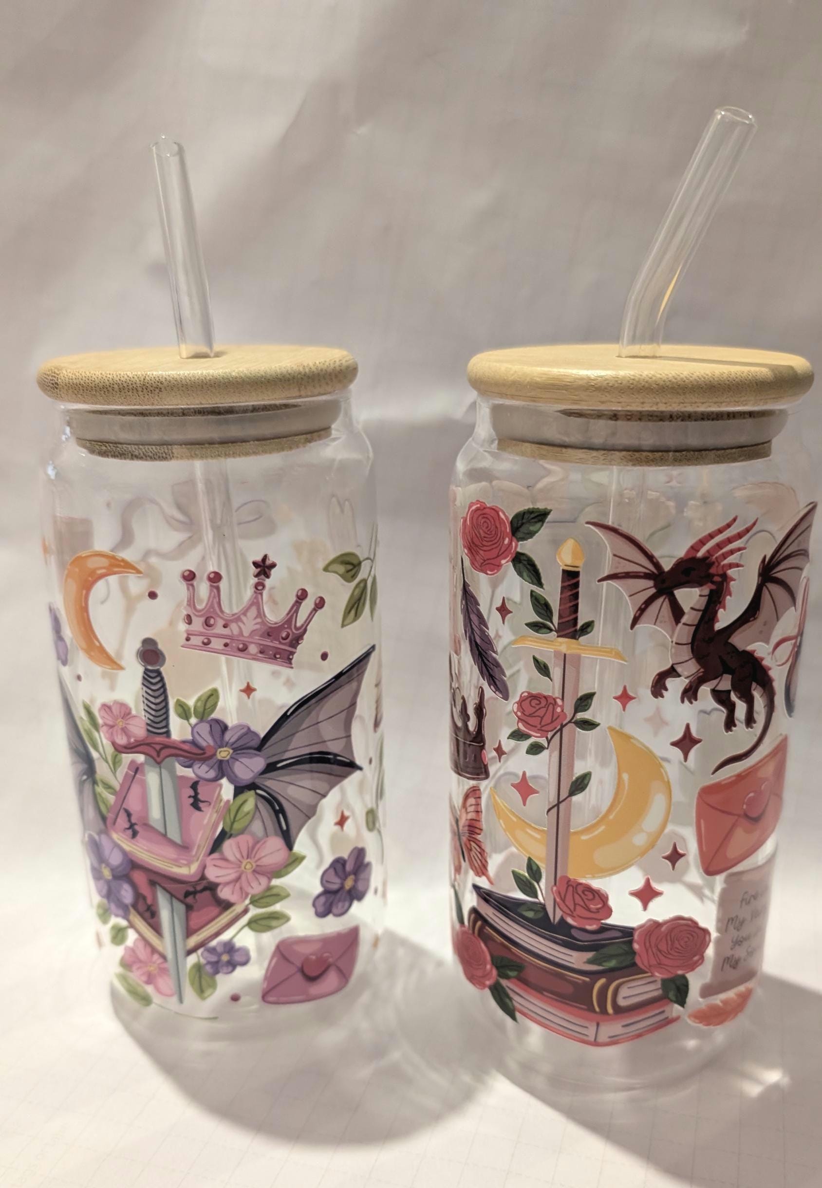 Romantasy Purple Glass Drinks Tumbler - Fantasy Book Themed Dragon Glass Cup