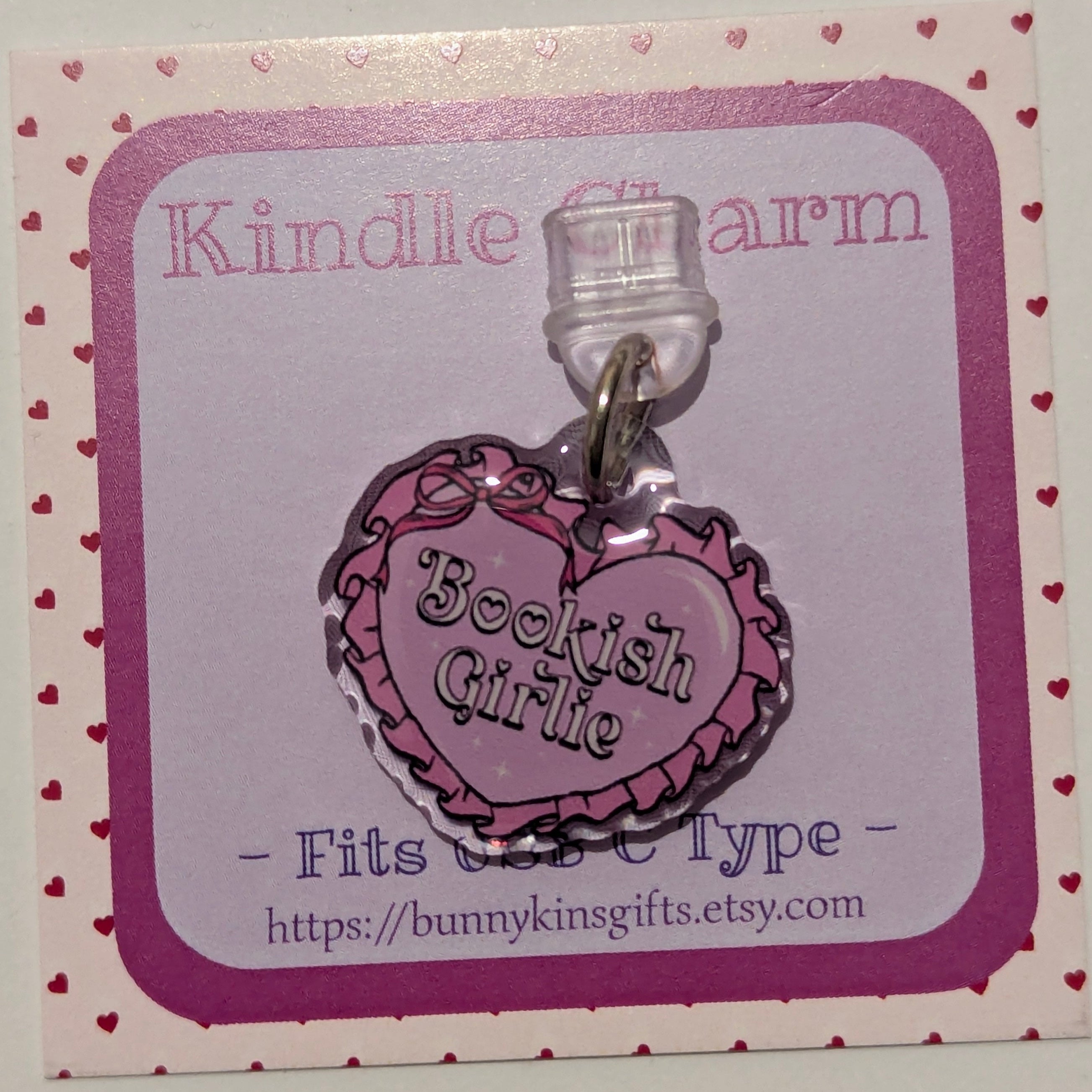 Deluxe Bookish Girlie Kindle Charm for USB-C Port - Decorate your E-Readers or Phone