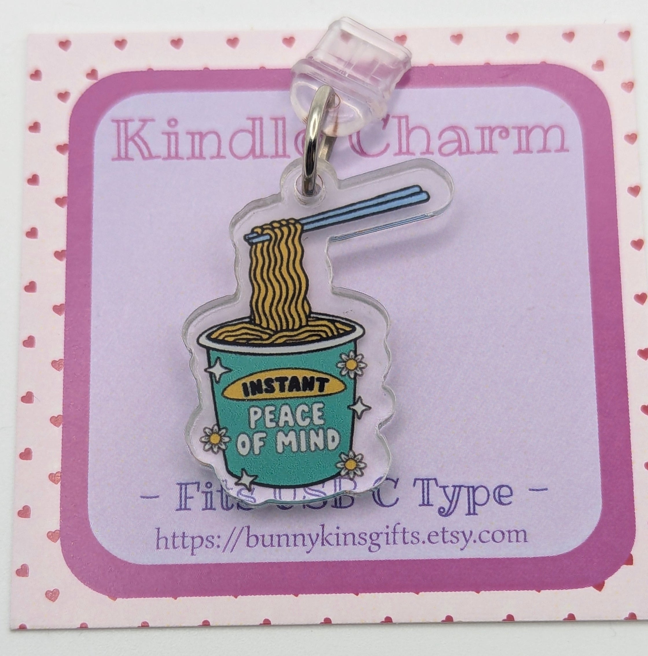 Peace of Mind Kindle Charm for USB-C Port - Decorate your E-Readers or Phone