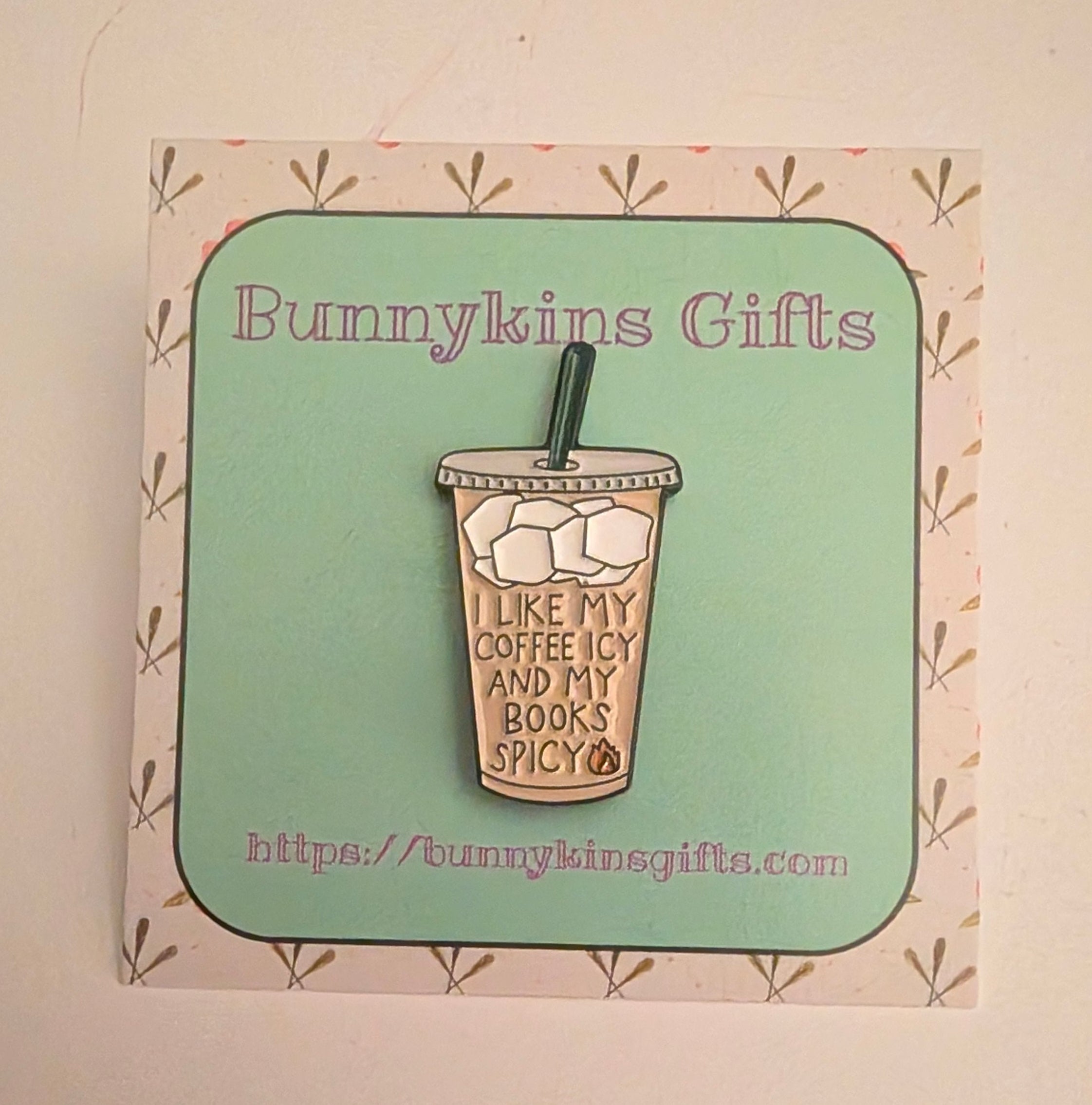 Icy Coffee and Spicy Books Enamel Pin Badge