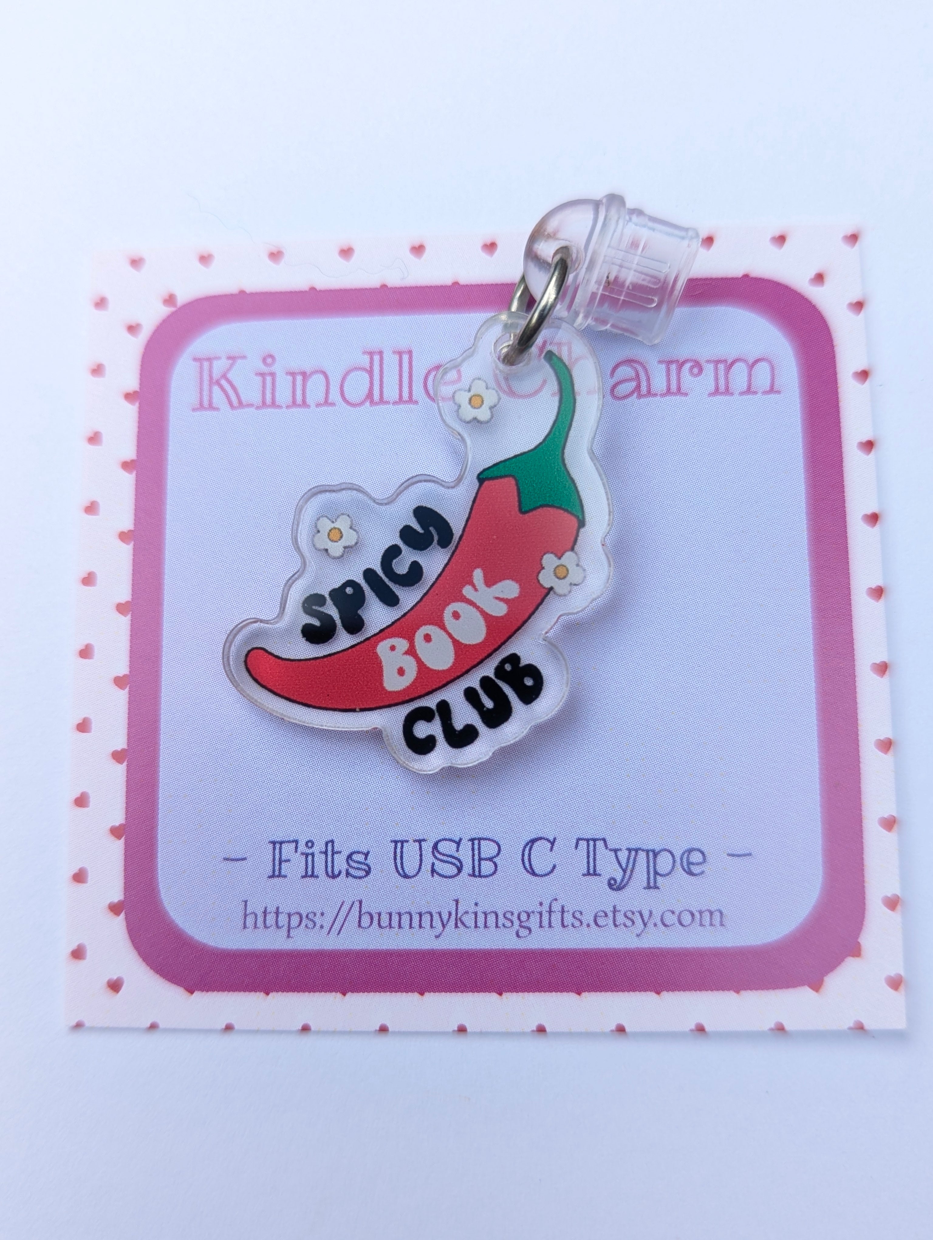 Spicy Book Club Kindle Charm for USB-C Port - Decorate your E-Readers or Phone