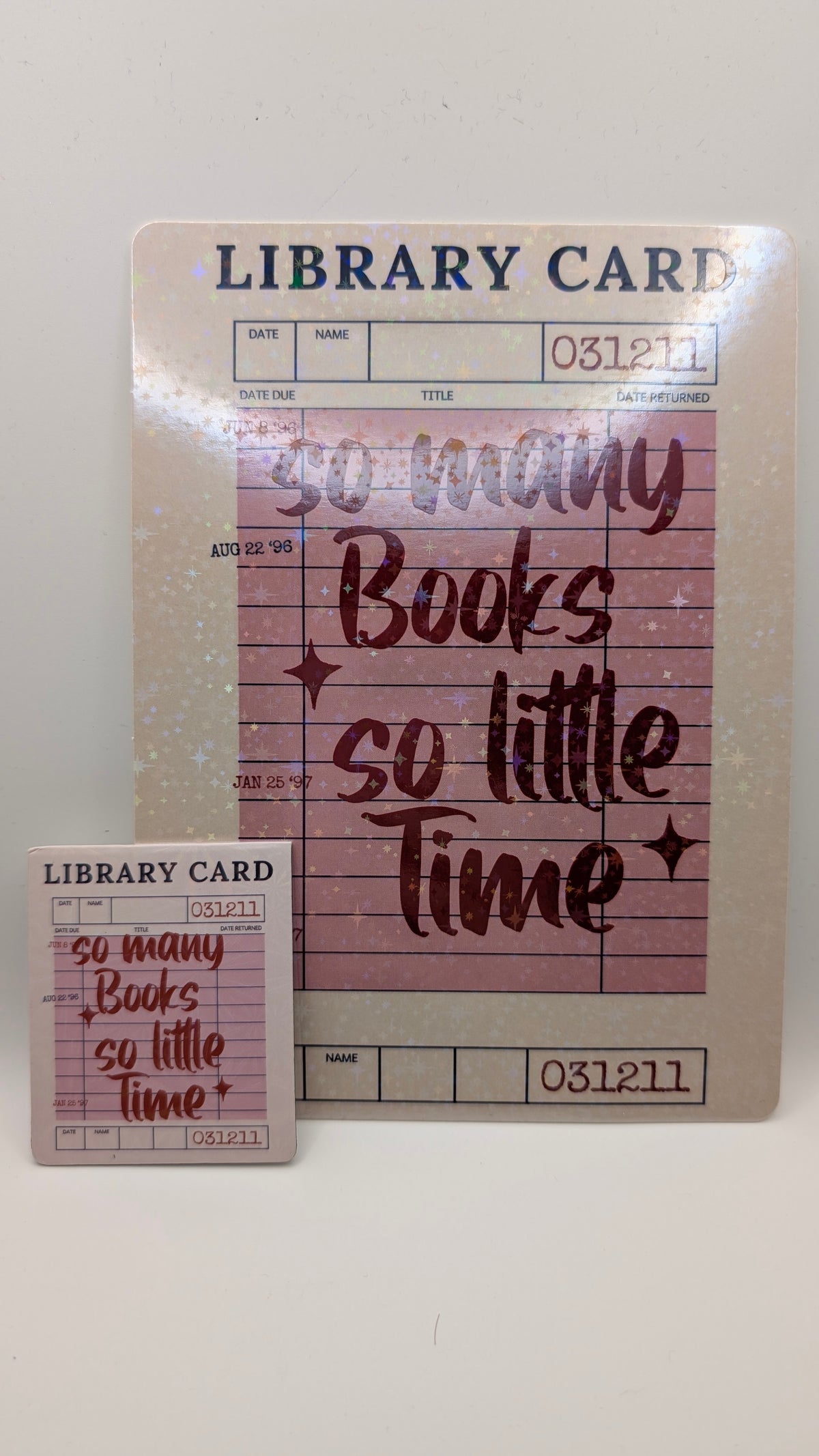 Library Card Style Kindle Inserts & Matching Magnetic Bookmarks