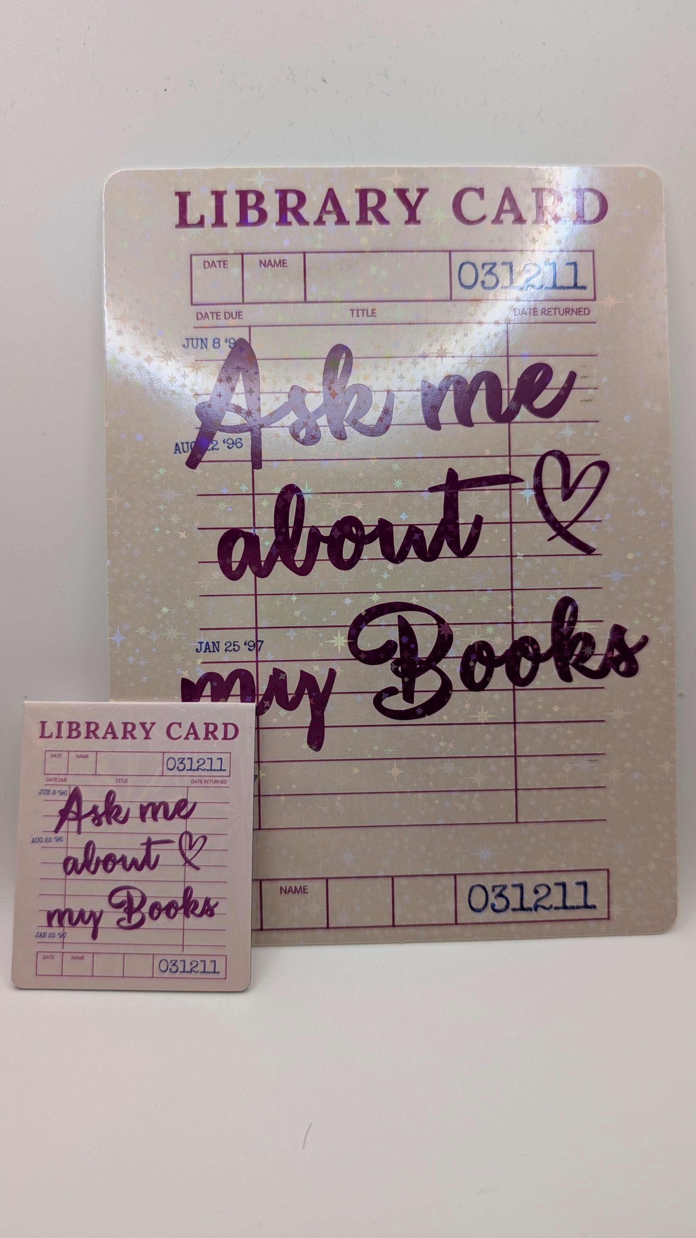 Library Card Style Kindle Inserts & Matching Magnetic Bookmarks