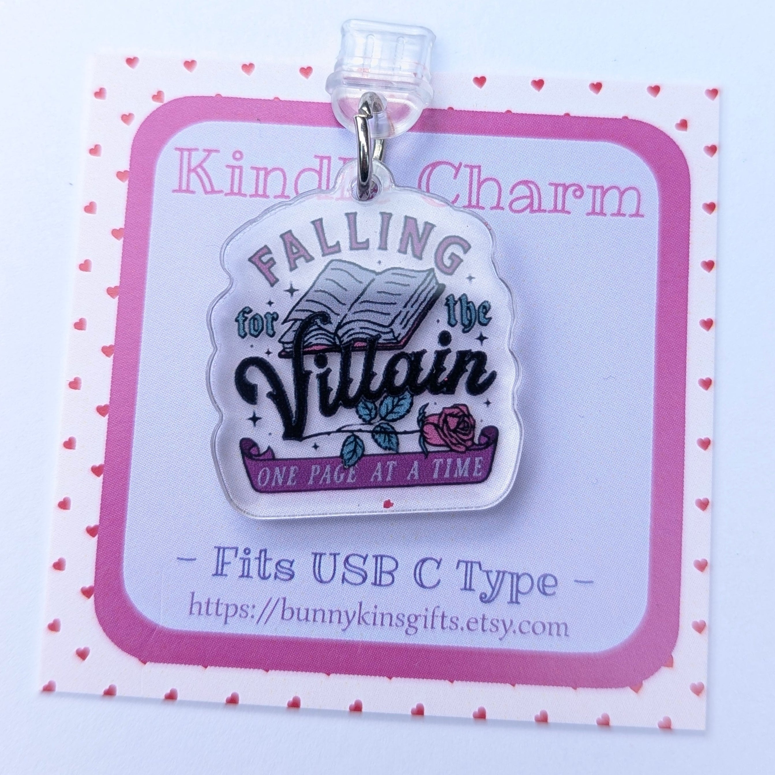Falling for the Villain Kindle Charm for USB-C Port - Decorate your E-Readers or Phone