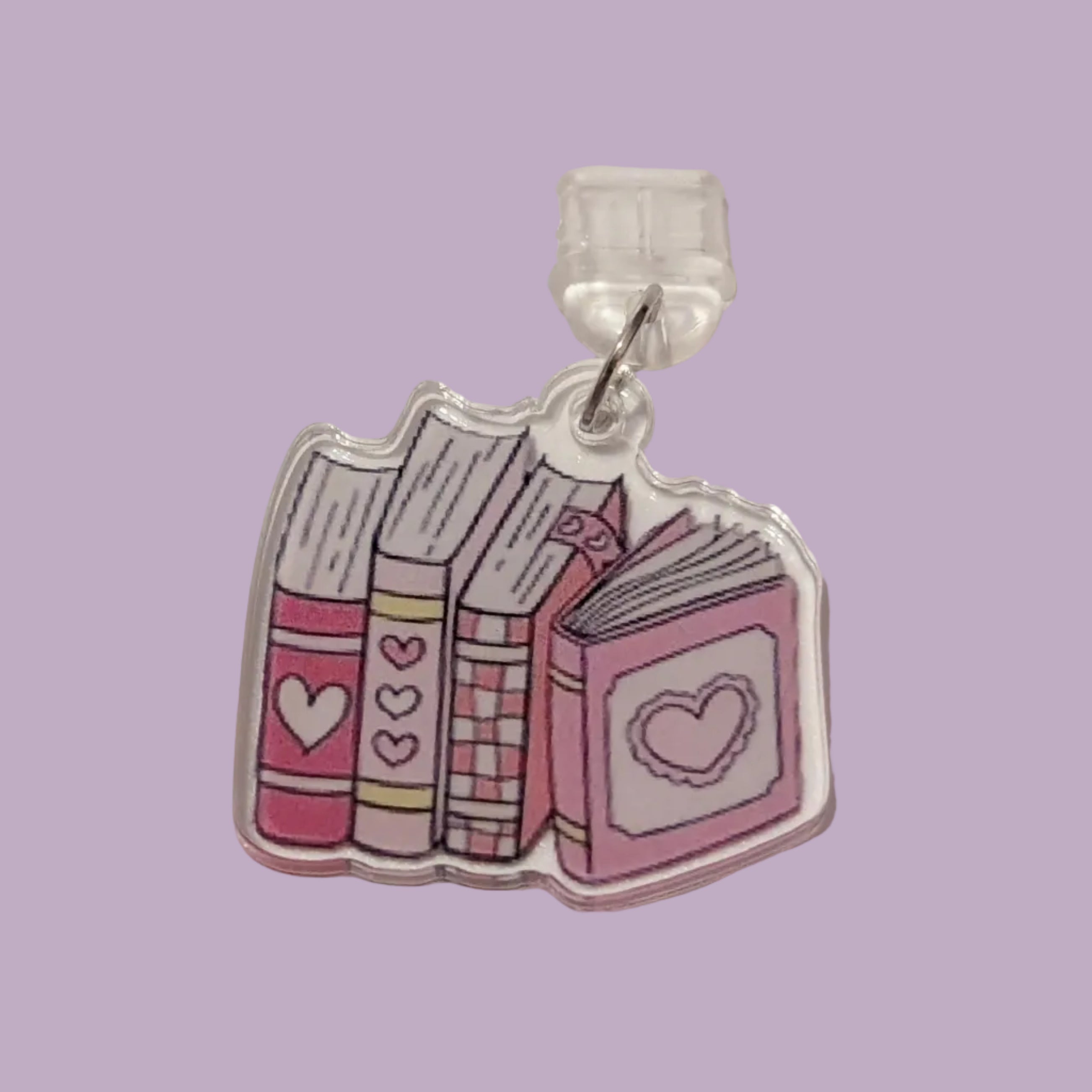 Pink Heart Book Kindle Charm for USB-C Port - Decorate your E-Readers or Phone