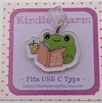 Reading Frog Kindle Charm for USB-C Port - Decorate your E-Readers or Phone