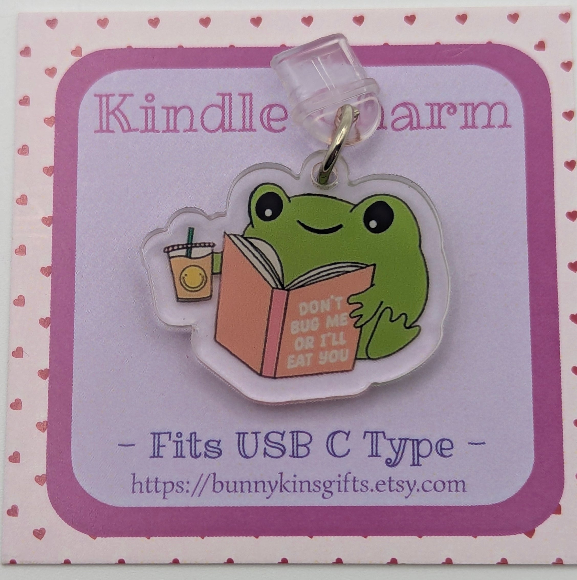 Reading Frog Kindle Charm for USB-C Port - Decorate your E-Readers or Phone