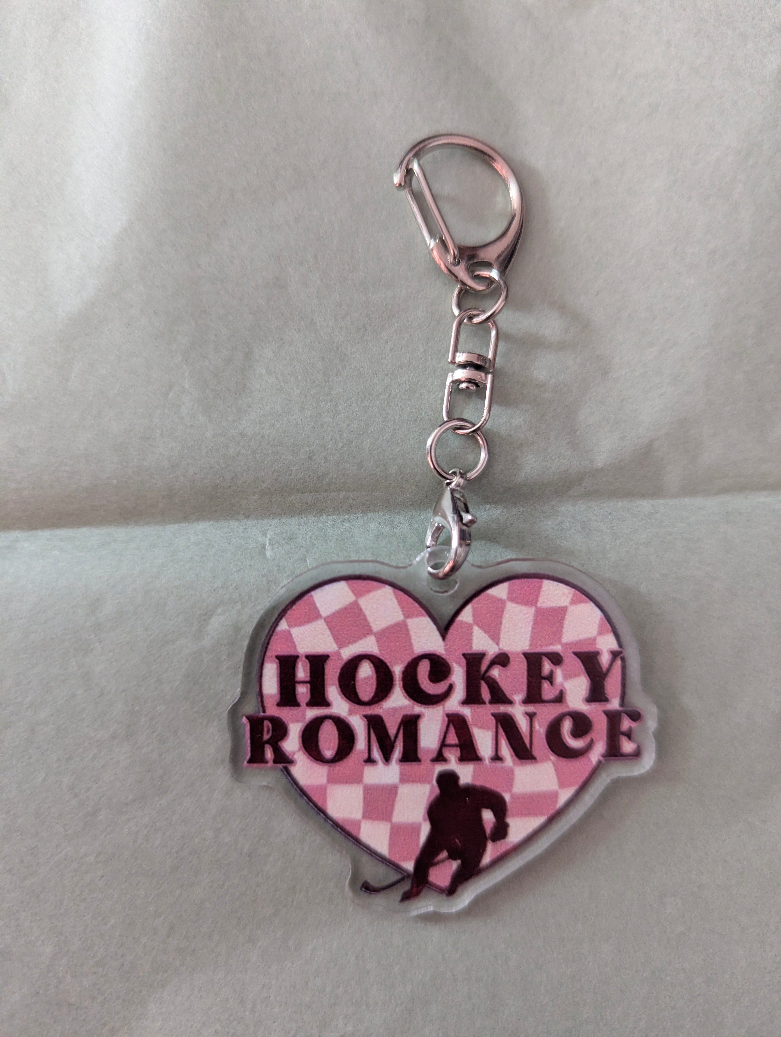 Hockey Romance Heart Keychain