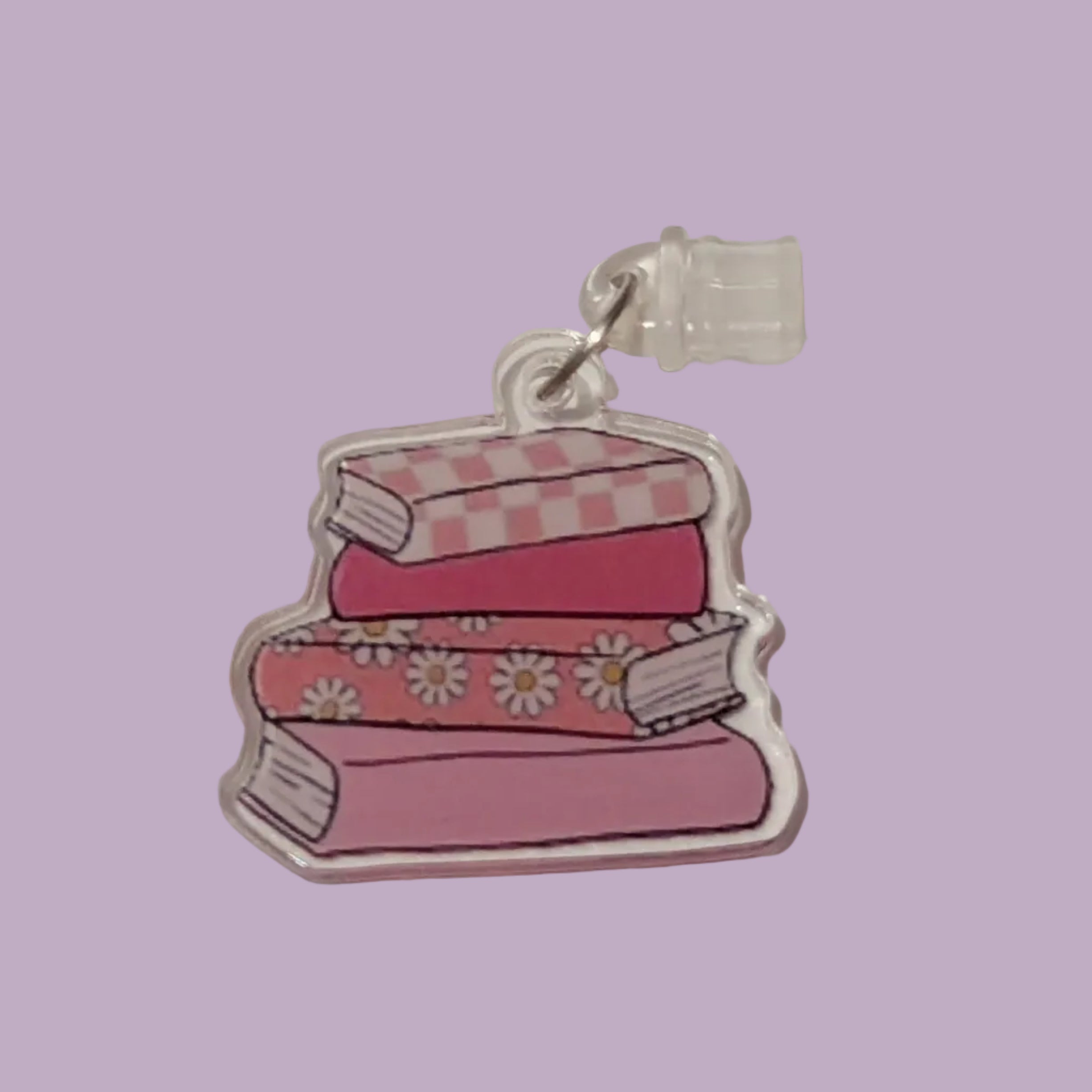 Pink Book Stack Kindle Charm for USB-C Port - Decorate your E-Readers or Phone