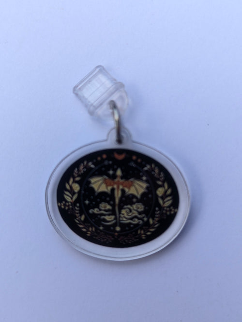 Black Dragon Wings Kindle Charm for USB-C Port - Decorate your E-Readers or Phone
